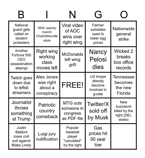 2025 Bingo Card