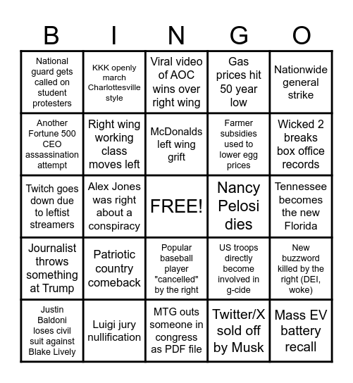 2025 Bingo Card