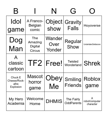 Yumeshipper Bingo Card