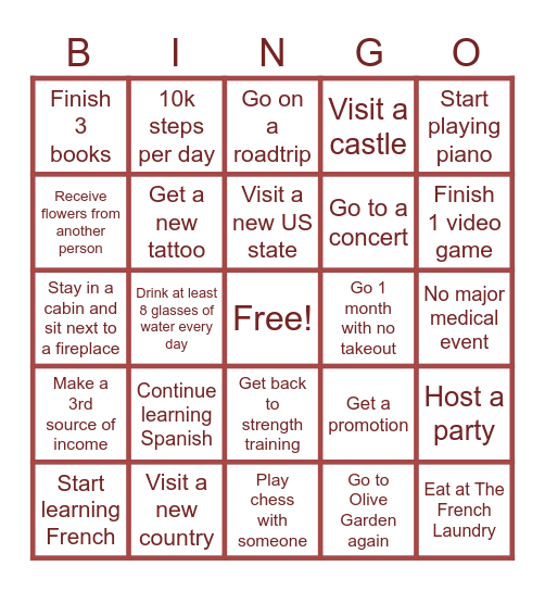 2025 Bingo Card