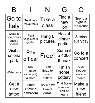 2025 Bingo Card