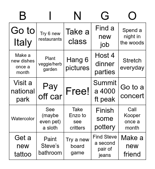 2025 Bingo Card