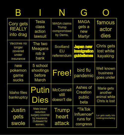 2025 Bingo Card