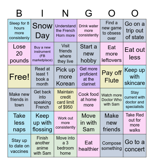 Casey Bingo Card