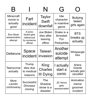 2024-2025 Bingo Card Bingo Card