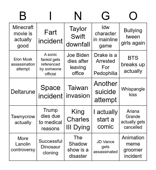2024-2025 Bingo Card Bingo Card