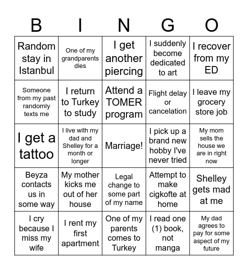 My 2025 Bingo Card