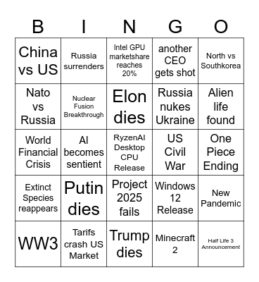 2025 Bingo Card