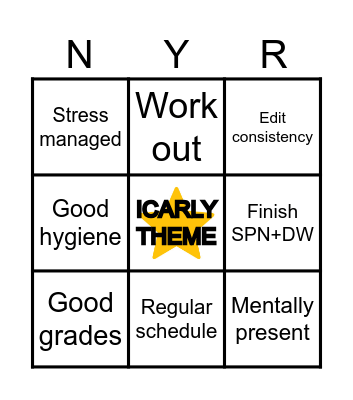 New years resolution Bingo Card