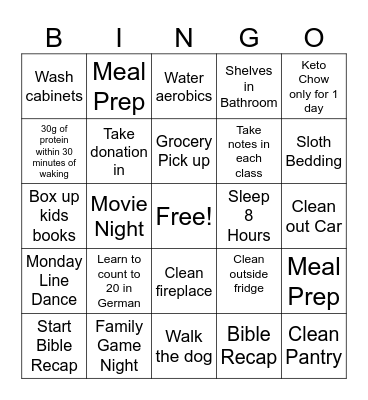 January Bingo Card