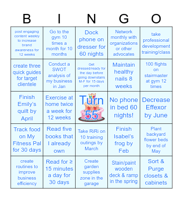 Terésa's 2025 Goals Bingo Card