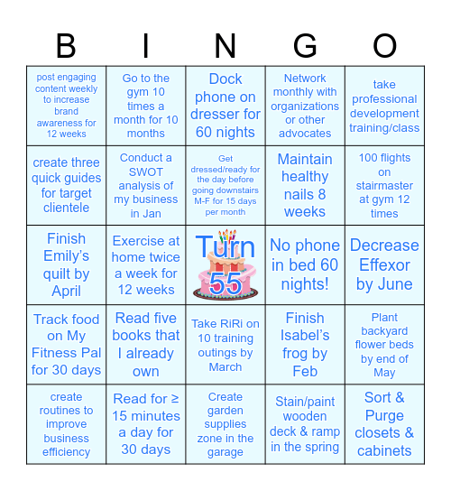 Terésa's 2025 Goals Bingo Card