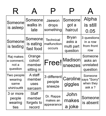 Blue Group Bingo Card