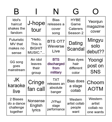 KPOP 2025 Bingo Card