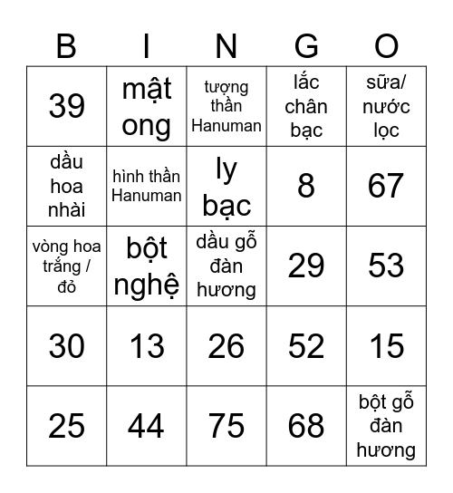 Number Bingo 1-75 Bingo Card