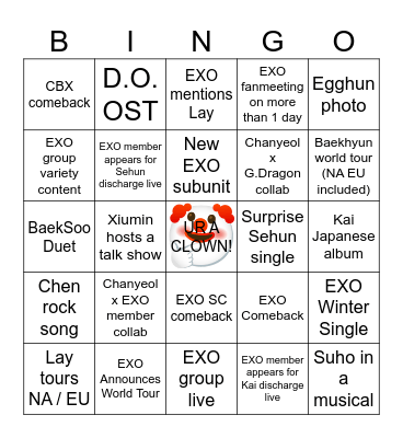 2025 EXOcord Bingo Card