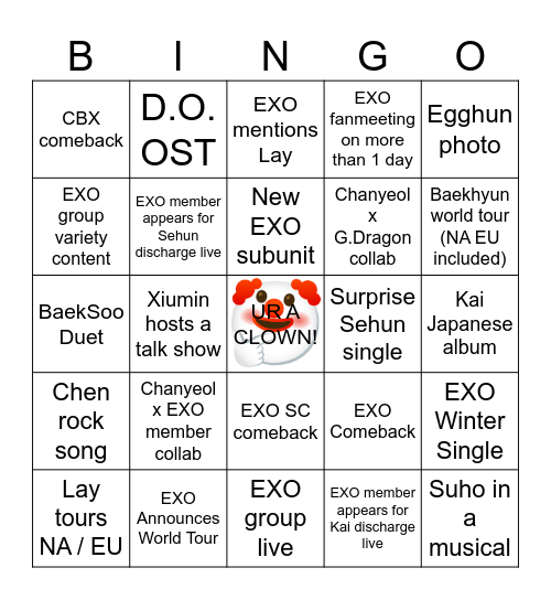 2025 EXOcord Bingo Card