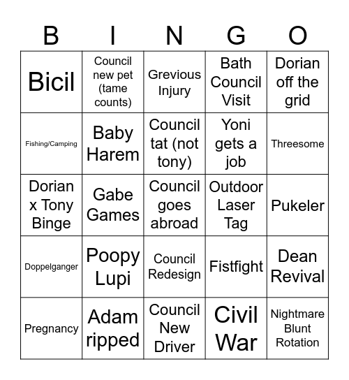 Council Bingo - Year of the Yoni Bingo Card
