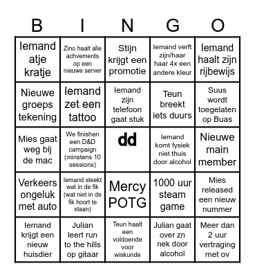 bin gho kaa art Bingo Card