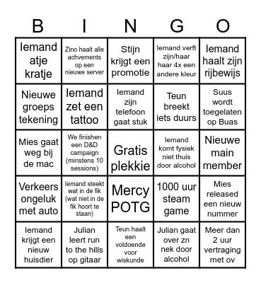 bin gho kaa art Bingo Card