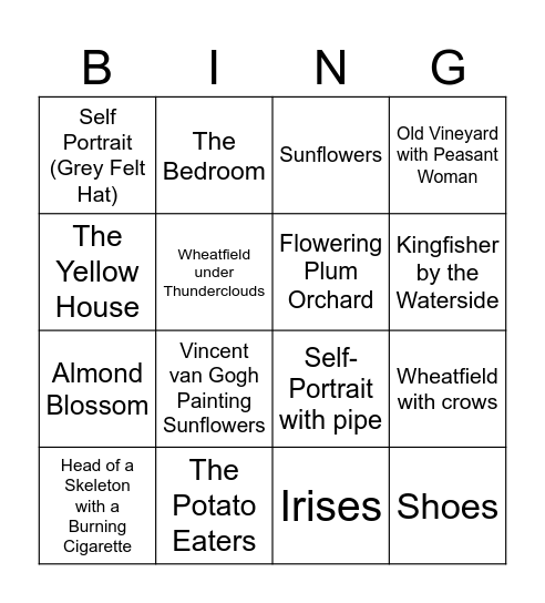 Van Bingo Card