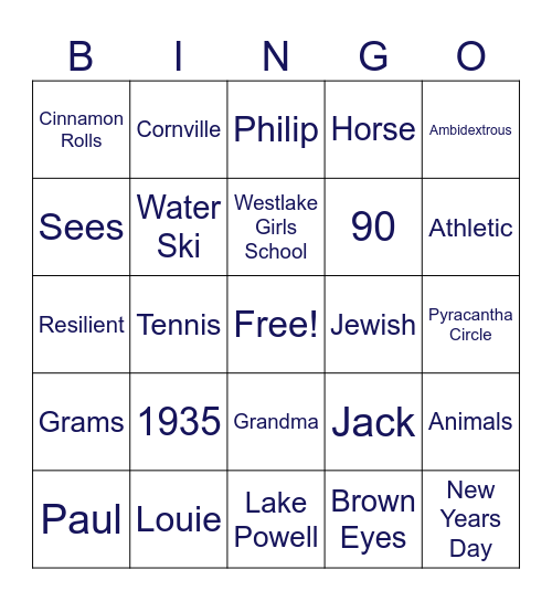 G  R  A  M  S Bingo Card