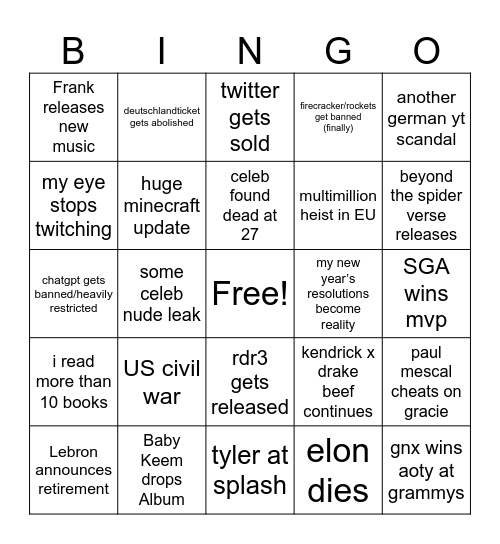 2025 BINGO Card