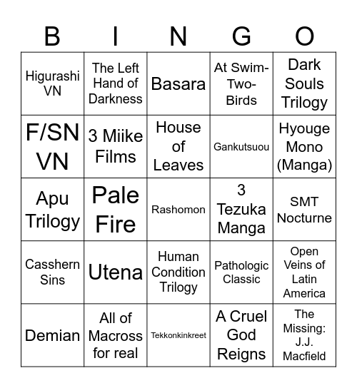 2025 Bingo Card