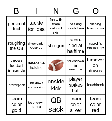 FOOTBALL Bingo Card