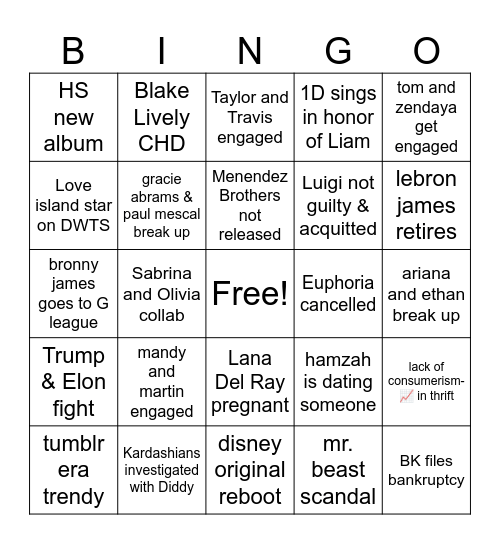 2025 Bingo Card