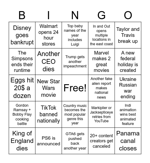 2025 BINGO Card