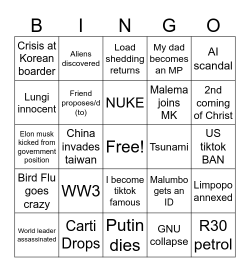 2025 Bingo Card