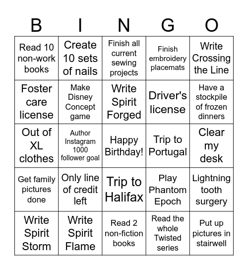 Abbey 2025 Bingo Card