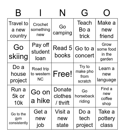 2025 Bingo Card