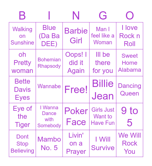 Music Bingo 2 Bingo Card
