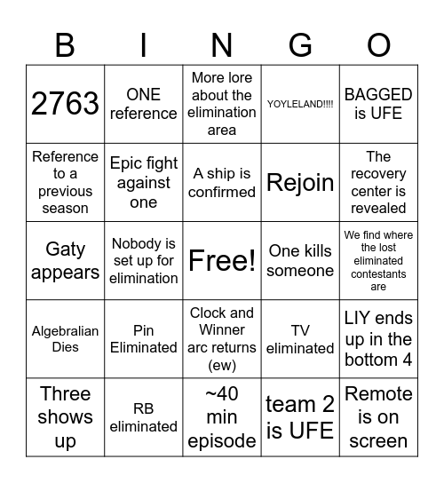 TPOT bingo Card