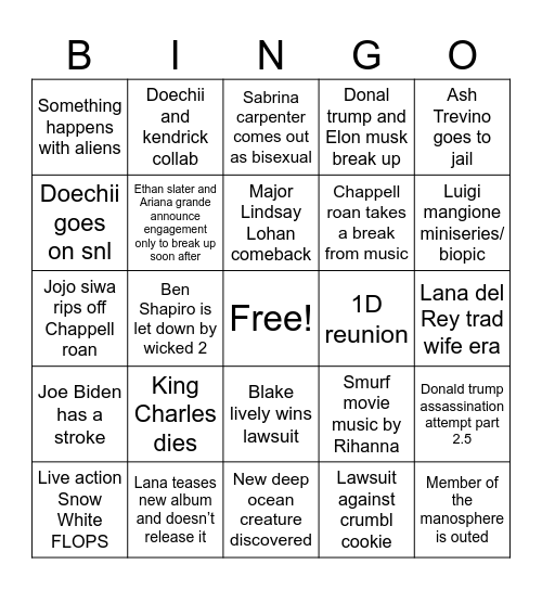 2025 Bingo Card