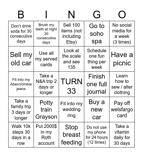 Alyssa's 2025 BINGO Card Bingo Card