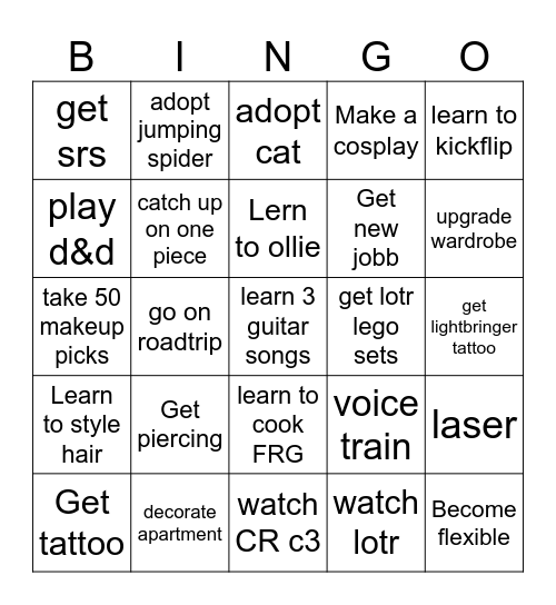 2025 Bingo card Bingo Card