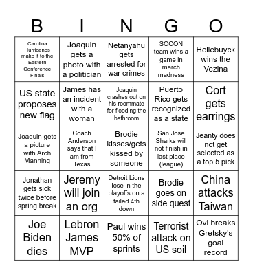 Hexagonal BINGO Card