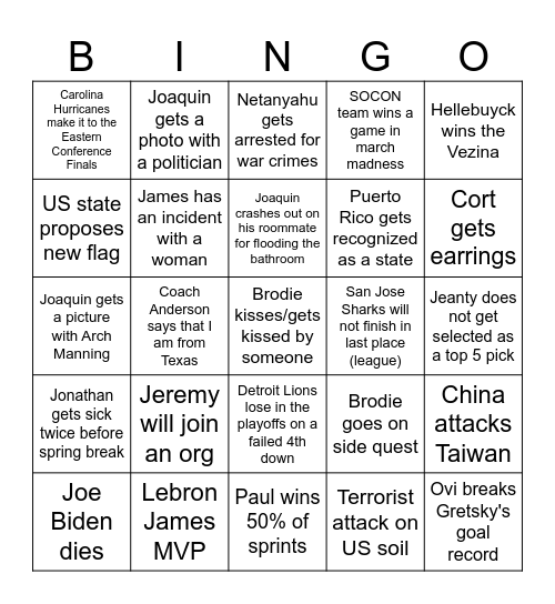 Hexagonal BINGO Card