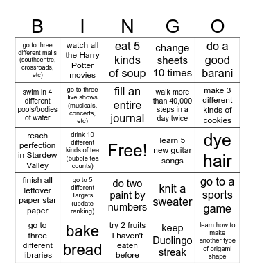 2025 bingo Card