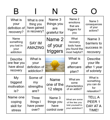 Recovery Bingo! Bingo Card