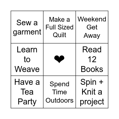 Annelle’s 2025 Goals Bingo Card