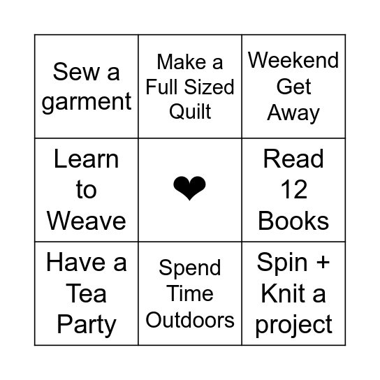 Annelle’s 2025 Goals Bingo Card