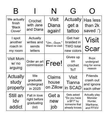 2025 Bingo Card (will or won't happen) Bingo Card