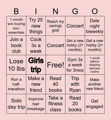 2025 Resolutions Bingo Card