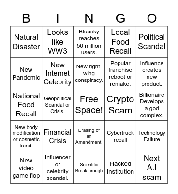 2025 January-April crisis bingo Card