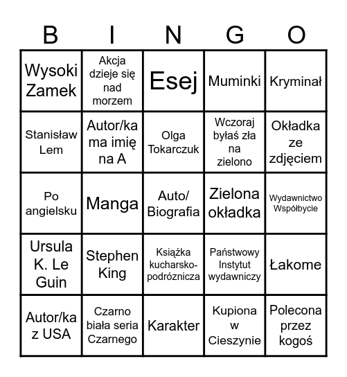 Bingo książkowe 2025 Bingo Card