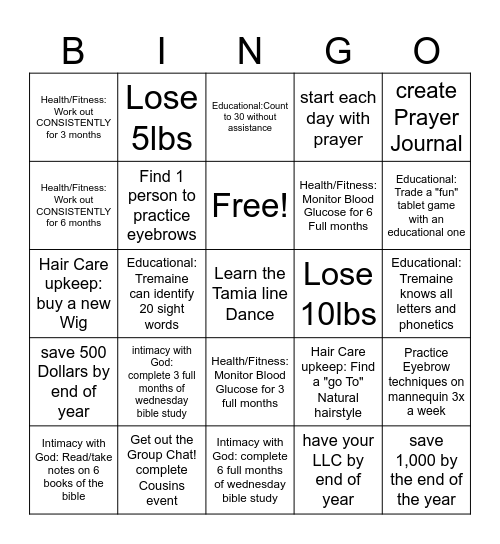 Living Intentionally in 2025 Bingo Card